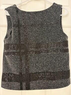 Banana Republic Sparkle Plaid Tweed Sleeveless Top - Black & White